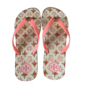 Tory Burch flip flop sandals floral size 9